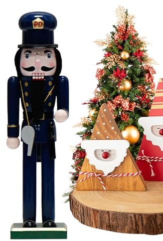 Figure Schiaccianoci | Personaggi da collezione Schiaccianoci Poliziotto | 35,5 cm in legno Schiaccianoci Decorazione natalizia Tradizionale Figura Schiaccianoci per Vacanze Desktop da Collezione