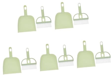 iplusmile 5 Sets Broom Dustpan Cover Mini Broom and Dustpan Small Dustpan and Brush Set Broomstick Vents Cleaner Brush Desktop Broom Car Detailing Brush Keyboard Plastic Light Green