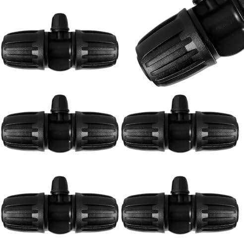 VooGenzek 5 Pezzi Connettori a T con Spinato Irrigazione a Goccia, Connettore Tubo a 3-Vie da Giardino per Tubo 15/20 mm a 4/7 mm, Adattatore per Irrigazione a Goccia, per Prato