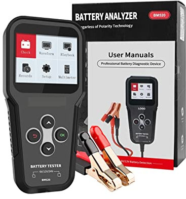 Battery Testers, BM510 Motorcycle Car Truck Battery Tester 6V 12V 24V Battery Analyzer 2000 CCA Charging Cranking Test Scanner Tools(BM520)