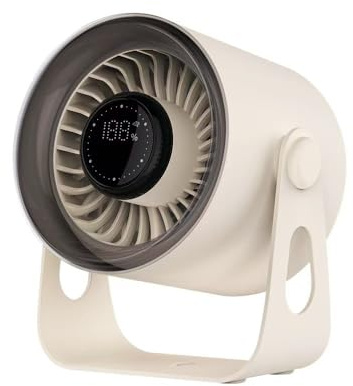 Desk Fan, 100 Speeds Strong Wind Personal Fan Portable Rechargeable with LED Display, Quiet Wall-Mountable Bedroom Fan for Sleeping Home Outdoor Camping (Beige)
