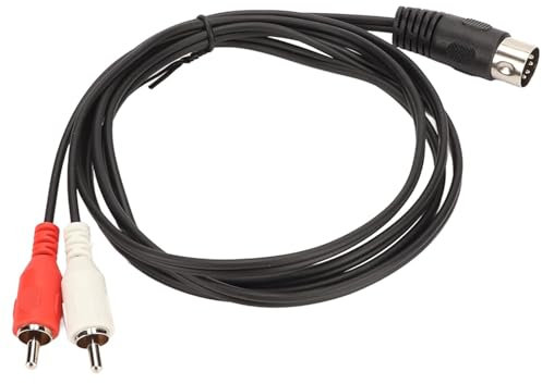 CYSFETENA 1.5m DIN auf 2RCA Kabel – 5-poliger DIN Stecker auf 2RCA Buchse für CD-Player, VCR, DVD, Phono, LD an Quad-Stereo-Systeme