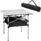 Outsunny Mesa de Camping Plegable Mesa Plegable Portátil Multifuncional con Espacio Almacenaje de Malla y Bolsa de Transporte para Jardín Balcón Patio Exterior 70x70x69 cm Plata