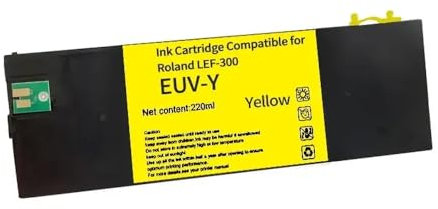 PHOVYAFI Nachfüllbare Tintenpatrone 220 ml kompatibel mit EUV EUV2 EUV3 EUV4 EUV5 Kompatibel mit Roland LEF-20 LEF-10 LEF-12 LEF-300 LEC-330 LEC-300 540(Empty Refill EUV3-Y)