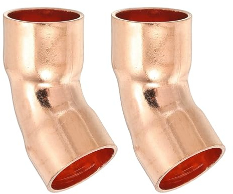 PATIKIL 15 mm 1 mm tjock armbågskoppling, 2 st 99,9 % ren kopparrörmontering 45 grader kort radie rörkontakt svetslödare för HVAC kylsystem