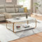 [en.casa] Couchtisch Kolta 120x60x43 cm Marmoroptik, Weiß/Gold Sofatisch mit untere Ablagefläche Wohnzimmertisch mit Stauraum