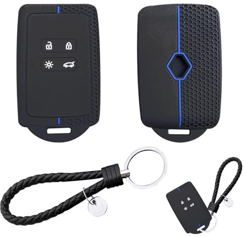 1PCS Soft TPU Car Key Holder for Dacia and Renault Durable Dacia Key Fob Holder with Non-Blocking Signal Secure Fit Renault Key Card Case Compatible with Clio Megane Koleos Duster (Blue)