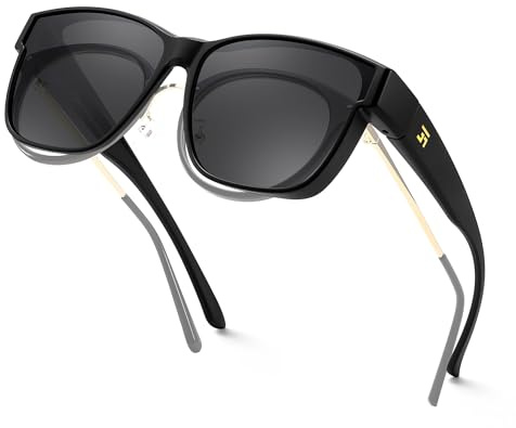 FEISEDY Überzieh Sonnenbrille Polarisiert für Brillenträger B0250 | Fit-over Überbrille Groß, für Damen Herren, UV400 Schutz
