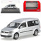 Volkwagen Caddy 2K Maxi Personen Transporter Silber Metallic Modell 2003-2020 Version 2010-2015 mit Sockel und Vitrine H0 1/87 Rietze Modell Auto mit individi..