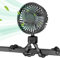 Ventilateur main pour poussette, ventilateur pour bébé portable avec batterie rechargeable USB, mini ventilateur main refroidissant à 3 vitesses, rotatif et flexible, alimenté par batterie pour chambr