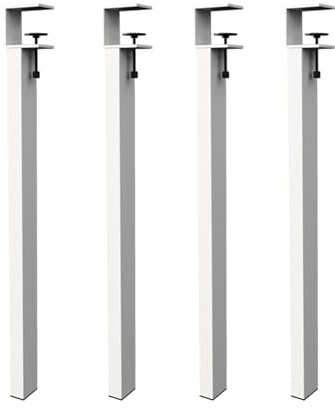 DJCYGG 4 Pcs F-Shaped Clamp-on Table Legs,Table Leg Riser with Wheels,Metal Furniture Feet Worktop Support Leg,for Coffee Table Breakfast Bar,No Punching Design (White,71cm)