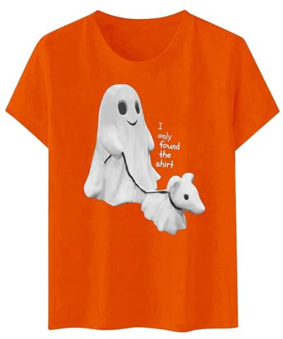Générique Tee Shirts À Motif pour Femmes Deguisement Halloween Femme Enceinte T Shirt Problème Résolu Femme Humour Vetement Costume Tops Bloody Horreur Deguisement T Shirt Octobre Rose (Orange, XXL)