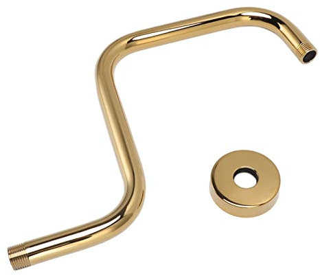 Duschkopf-Verlängerungsarm, Edelstahl, hoher S-förmiger Duscharm mit Flansch, an der Wand montiertes Duschsteigrohr, Gold, für Badezimmer zu Hause und in Hotels