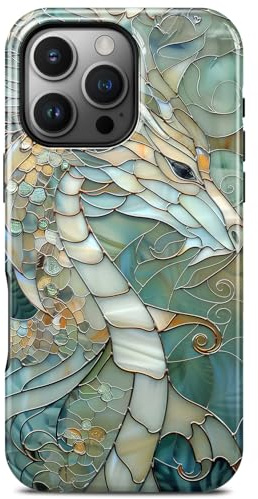 TAMUEL for iPhone 16 Pro Max Case, Dragon Stained Glass Aesthetic Phone Case, Compatible with Magsafe, Trendy Cute Cool Magnetic Slim Shockproof Protective Women Girl Men Cover