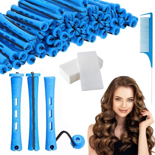 xolear 40 Pièces Kit Permanente Cheveux 0.35 Pouce avec 40 Papier Permanent | Bigoudis Permanente, Bigoudis Cheveux Court avec Peigne aux Cheveux Naturellement Bouclés, Longs et Courts