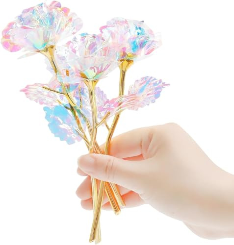 GW Box 18 Pcs Galaxy Rose Artificial Flowers Rose Gift | Forever Rose Crystal Flower for Mothers Day Valentine's Day Birthday Anniversary Wedding Decoration