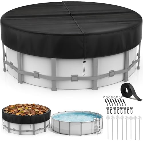 Cubierta para Piscina Redonda Ø548, para Piscinas Ø500-546 cm, Lona para Piscina con Cordón y Estacas, Oxford Lona Piscina con Protección UV, Hermética al Polvo, para Piscinas Elevadas y Trampolines