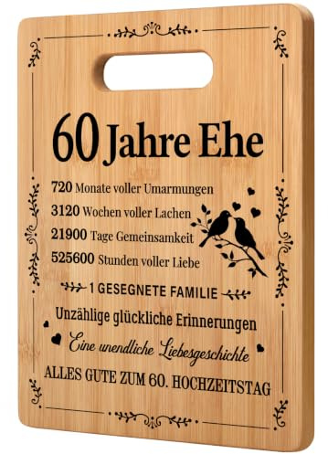 Diamantene Hochzeit Geschenke, Romantisches Geschenk zum Diamantenen Hochzeitstag, Bambus-Schneidebrett für das Diamantene Ehepaar Ehemann Ehefrau