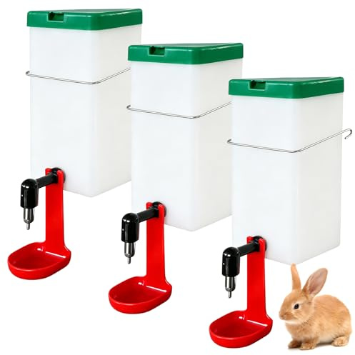 Juego de 3 bebederos para conejos, 1000 ml, dispensador automático de agua, botella colgante para mascotas, botella de agua para pezones, bebedero para roedores, sin goteo, para roedores, animales