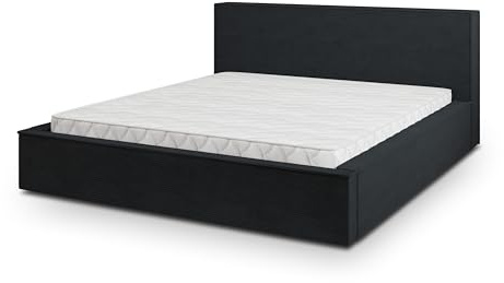 Masseno Polsterbett CELORA P 120x200 cm, Doppelbett, Bettkasten, Stauraum, Lattenrost Und Kopfteil - Schwarz, POSO 135