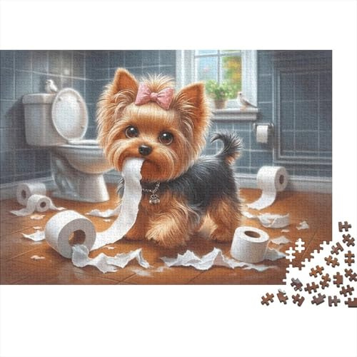 Bathroom Puppy 1000 Piece Jigsaw Puzzle Paper for Adults Toilet Roll Scene Puzzle Game for Family Relaxation Gift 38x26cm/1000pcs