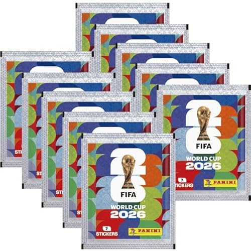 Panini World Cup 2026 Sticker - 10 Tüten Stickertüten 70 Sammelsticker Fußball Karten Packs und BB-Toy-Trades Versandschutz