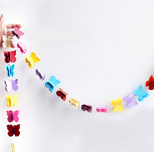 Oblique Unique® Deckenhänger 3D Girlande Bunt - hängende Papiergirlande Banner Deko - Motiv wählbar (Schmetterlinge Bunt)