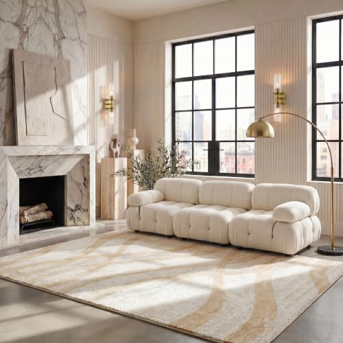 SAFAVIEH Distressed Teppich für Wohnzimmer, Esszimmer, Schlafzimmer - Adirondack Collection, Kurzer Flor, Silber und Elfenbein, 183 X 274 cm