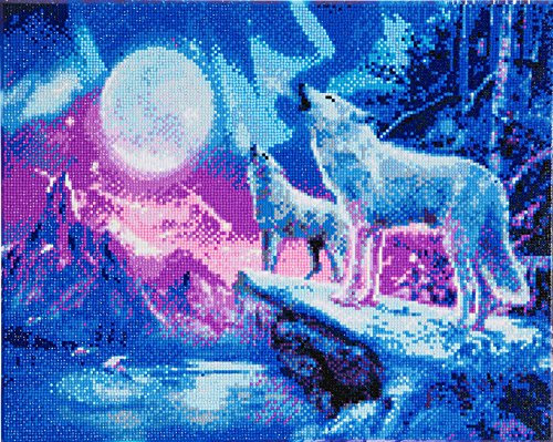 Crystal Art Wolves & Northern Lights 40 x 50 cm Landscape Framed Crystal Art Kit