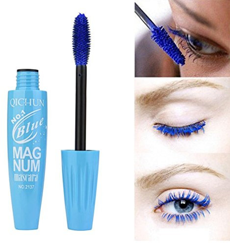 gaddrt Neue lange Curling Makeup Wimpern Multicolor wasserdichte Faser Mascara Wimpern (Blau)