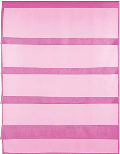 Transparente Bistrogardine Raffoptik mit Stangendurchzug in Voile, schlicht und modern in vielen erhältlich (80 x 110 cm/pink - Fuchsia)