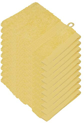 Miamar Lot de 10 Gant de Toilette 15 x 21 cm Absorbant Doux en 15 Couleurs Disponibles 500g/m² 100% Coton Öko-Tex Jaune