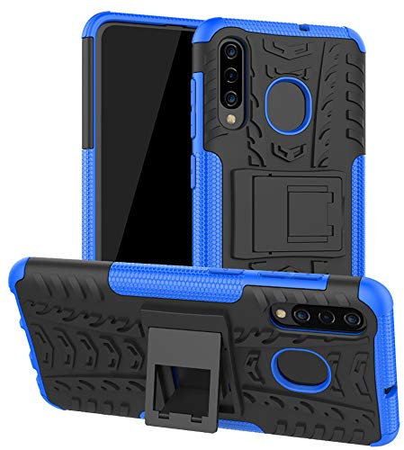 Yiakeng Samsung Galaxy A50 Cover, Doppio Strato Silicone Antiurto Far Cadere Protezione Con Kickstand Custodia per Samsung Galaxy A50 (Blu)