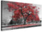 murando Quadro Albero 225x90 cm 5 pezzi Stampa su tela in TNT XXL Immagini moderni Murale Fotografia Grafica Decorazione da parete Alberi Natura nero bianco rosso c-B-0446-b-n