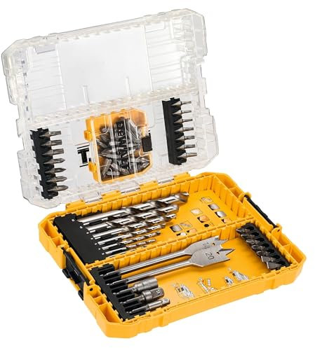 DeWalt DT70757-QZ Coffret TOUGHCASE 55 Pièces - Forets, Embouts de Vissage avec et Mèches à Bois - Pour Perceuse-Visseuse