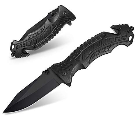 HONZIN Coltello Pieghevole 5-in-1 Coltello Tascabili Multiuso Portatile Coltellino Pieghevole da Campeggio, con Custodia Rigida
