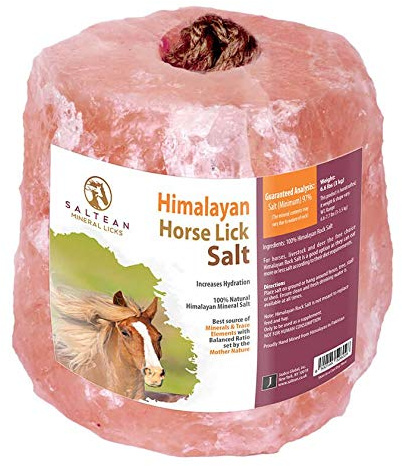SALTEAN Sel Rose Naturel pour lécher Les Chevaux, sel de Forme Naturelle avec Corde de Suspension Solide | Convient pour Tous Les Animaux | 3 to 3.5 kg Salt Range Pakistan