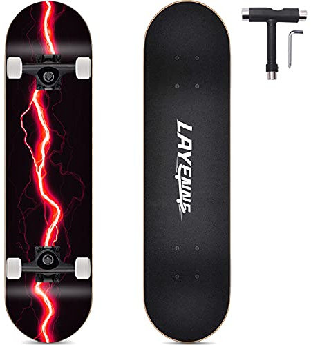 Skateboard Blitz, 31 x 8 Zoll,8-lagiges Ahornbrett, An beiden Enden symmetrisch geneigt,Geeignet für Jungen, Mädchen, Jugendliche, Straße, Erwachsene, Anfänger-red