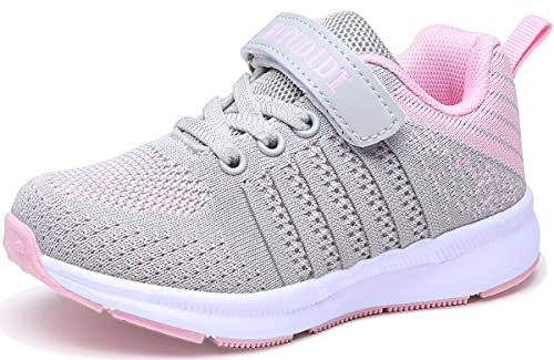 Zapatillas Tenis Niña 35EU Zapatos de Correr Gimnasia Zapatillas Deportes Niño Zapatos Casual Muchacha Chica Zapatillas Running Fitness Sneakers Unisex Ligeras Gris Rosa