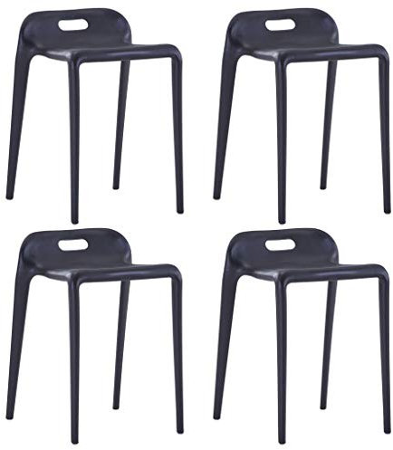 Stapelbare Hocker, 4 Stück, 36,5x41x54,5 cm, Kunststoff Schwarz, robust und leicht, für Innen und Außen