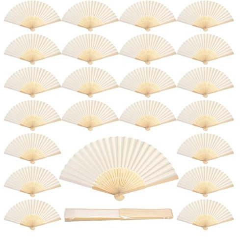 60 abanicos de mano de papel blanco de bambú, abanicos plegables de mano, abanicos de boda, abanicos plegados para novia, baile, fiesta, recuerdos, iglesia, hogar, oficina, decoración, regalo,