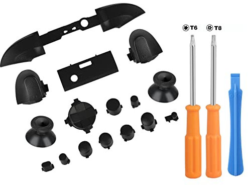 EEEKit Disparadores Parachoques Repuesto Botón Completo Dpad RT LT RB LB ABXY Botones Destornilladores T6 T8 Compatible con Xbox One Slim y S Controller, Negro