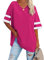 Famulily Women's Summer Half Sleeve T Shirt Ladies Basic Tunic Tops V Neck Tshirts Hot Pink XL