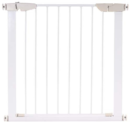 KIDIMAX Treppenschutzgitter (Modell 2022) 75-84 cm, ohne Bohren, Türschutzgitter für Kinder, Hunde und Katzen, mit Auto-Close & Keep-Open Funktion, Treppengitter weiß