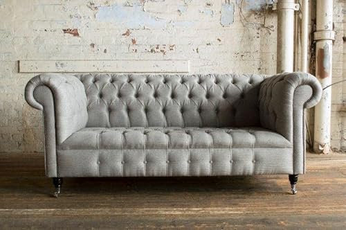 jvmoebel Edle Möbel Wohnzimmer Couch Leder Sofa Polster Chesterfield Graue 3 Sitzer Neu