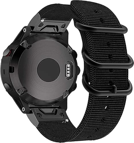 EANWireless Für Fenix 7S/6S/5S Bands Nylon 20 mm Damen Herren Ersatzarmband, atmungsaktiv, gewebtes Armband, kompatibel mit Garmin Fenix 6S Pro/Saphir, Fenix 5S Plus, Schwarz