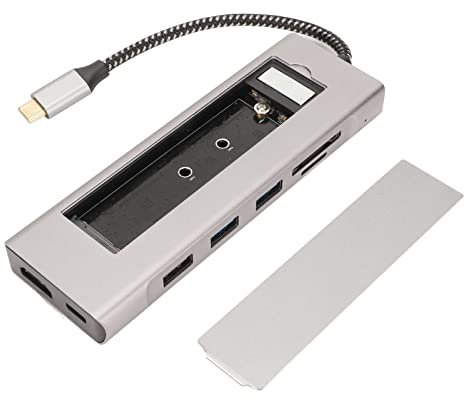 8 in 1 USB C Hub, 5Gbps Transmission USB C Adapter with USB3.0, USB2.0, 100W PD, SD Card Slot, TF Card Slot, 4K Interface and M.2 SSD Enclosure