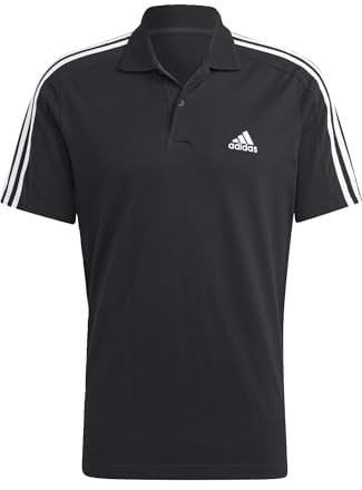 adidas Herren Essentials Piqué Embroidered Small Logo 3-Stripes Polo Shirt, Black/White, L