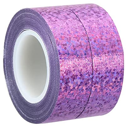 PATIKIL Scintillio Glitter Nastro 15mm x 5m, 2pz Washi Tape Olografico Arte Prisma Mascheratura Nastri Auto -Adesivo per Fai-da-Te Arte Artigianato Avvolgimento Decorazione, Rosa Viola