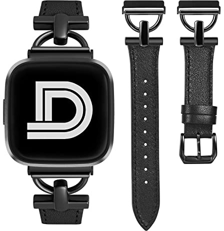 Wearlizer Lederarmband Slim Kompatibel mit Fitbit Versa 2/Lite/SE, | Echtleder mit D-Form-Metallschließe. Passend für Versa/Versa 2/Versa Lite/Versa SE. Elegant, bequem.